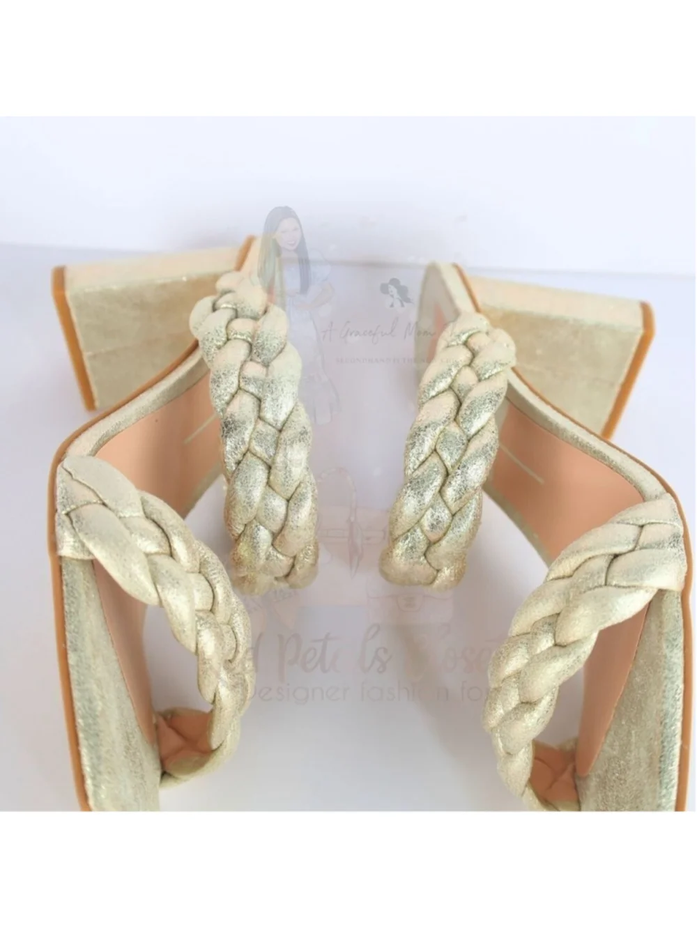 Dolce Vita Paily Stella Braided Heeled Sandals Metallic Light Gold Size 10- 0282